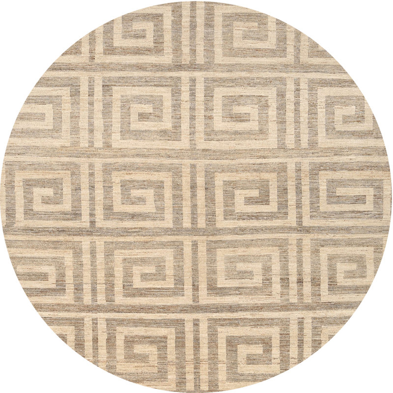 Tapis beige contemporain, Rond 5 pi