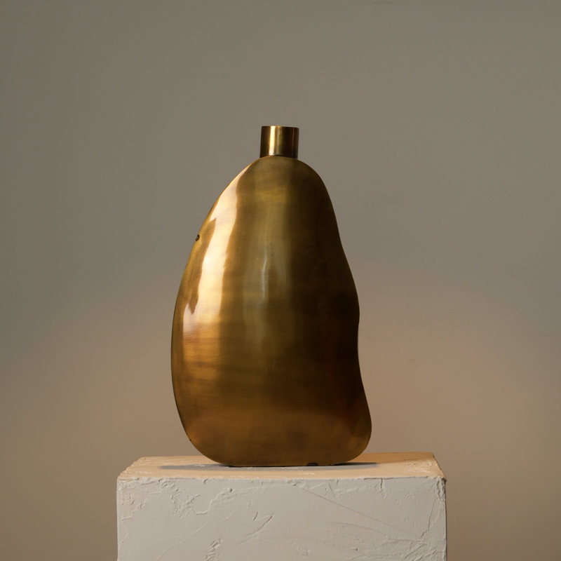 Steel Floor Vase, Gold, overall height- 33"