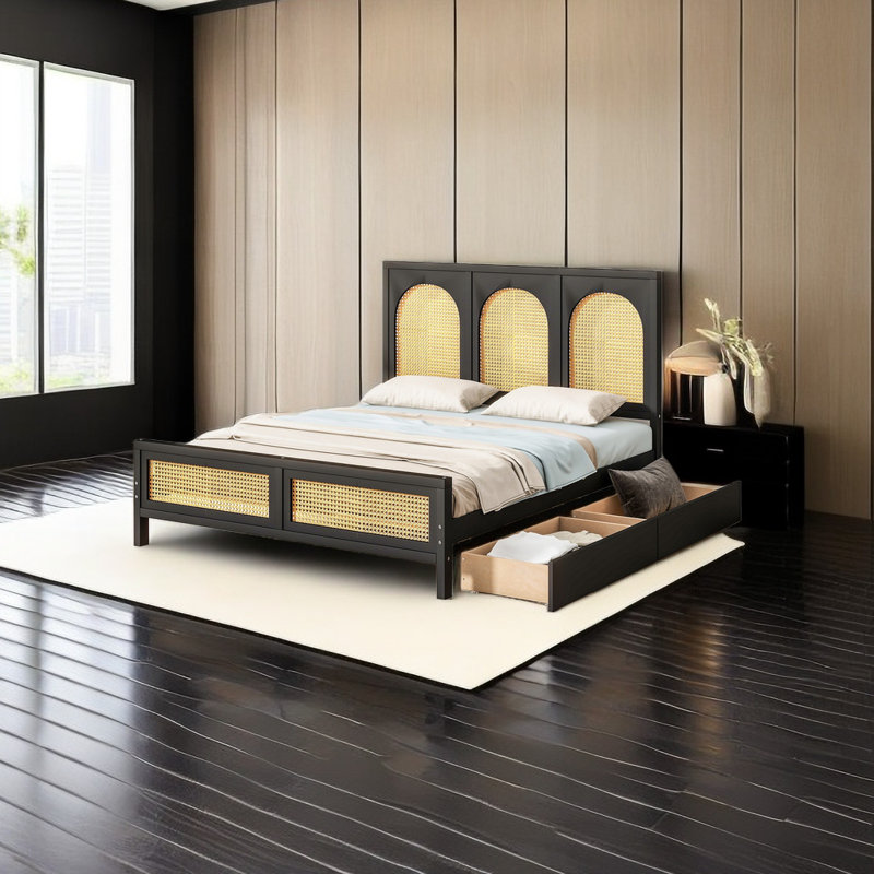 Lit plateforme avec rangement Altovise, Double, Blanc