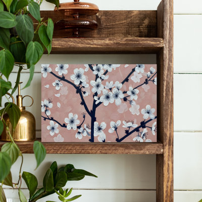 «Blossom», oiseau abstrait, cerise, pivoine, fleur, art mural