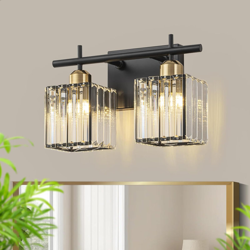 Crystal Vanity Light Fixture - 1 Light Wall Sconce For Bathroom Over Mirror With Clear Crystal Shade - Hardwired Installation - Compatible With LED CFL Incandescent Halogen Bulbs - Durable Aluminum Construction