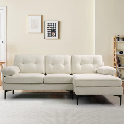 Canapé modulaire rembourré en chenille 82,7 po Rhylin, petit canapé confortable avec méridienne réversible pour espaces compacts