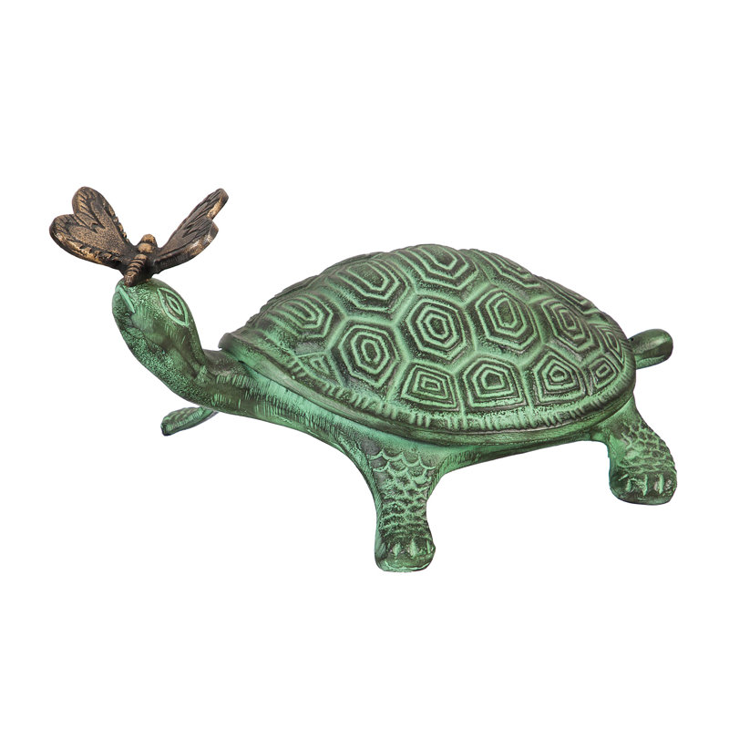 Efrain Metal Turtle with Butterfly Garden Statue