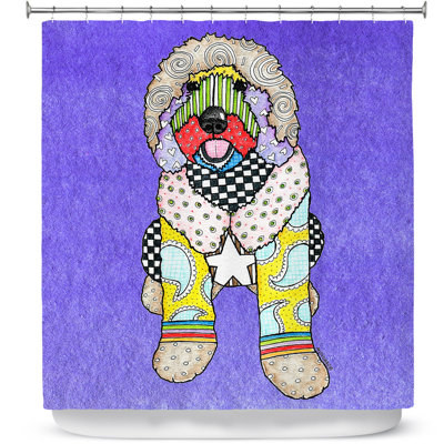 Rideau de douche simple labradoodle dog