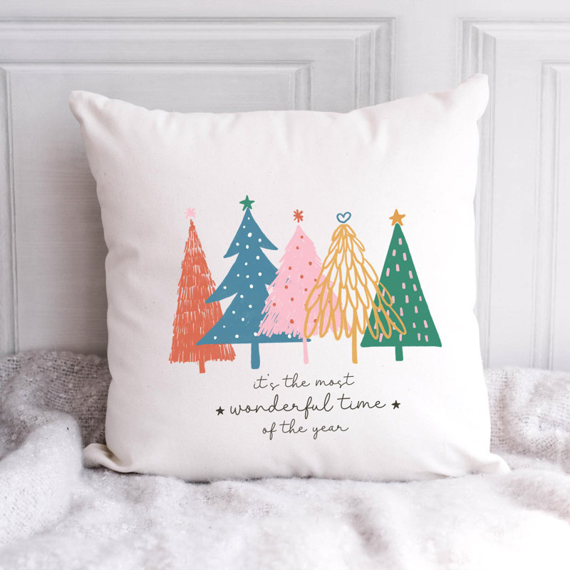 Coussin en polyester Christmas illustration5, 14 po x 14 po