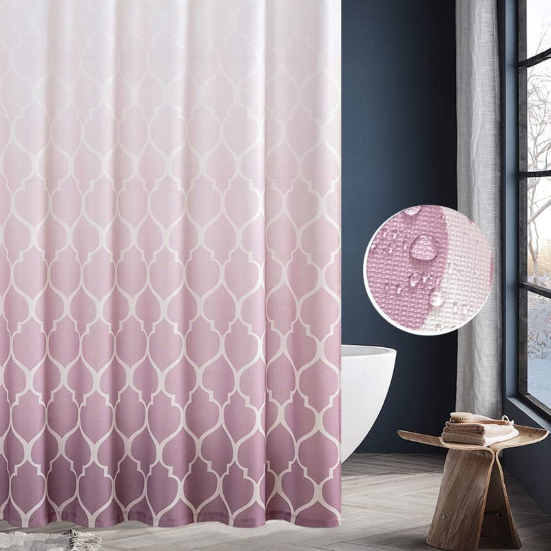 Ombre Pattern Fabric Shower Curtain, Quatrefoil Purple