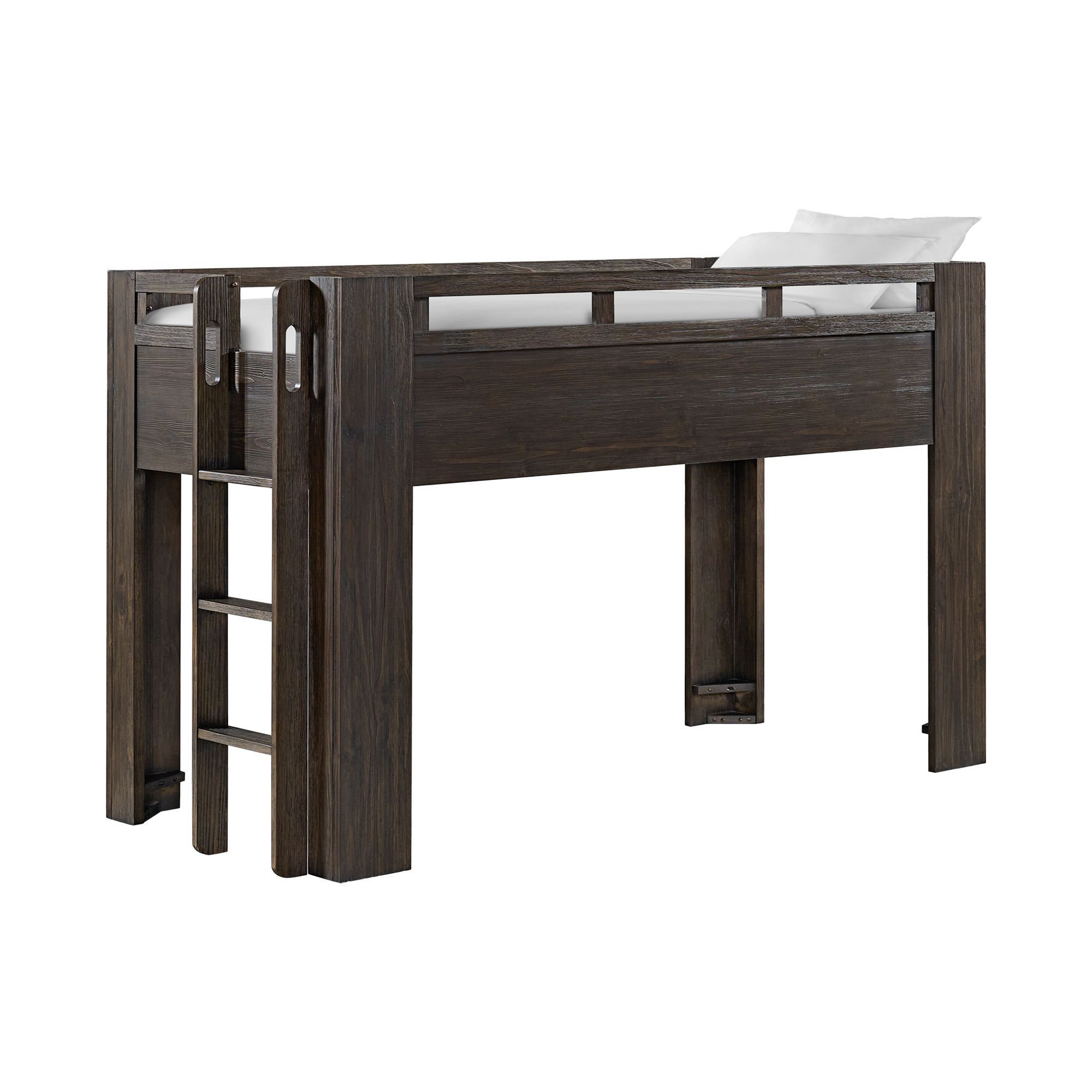 Albie Pine Low Loft Bed, Twin, Cocoa