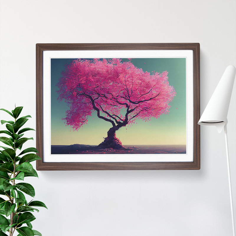 Delightful Cherry Blossom Tree - Framed Print, 46cm H x 64cm W x 2cm D, Walnut