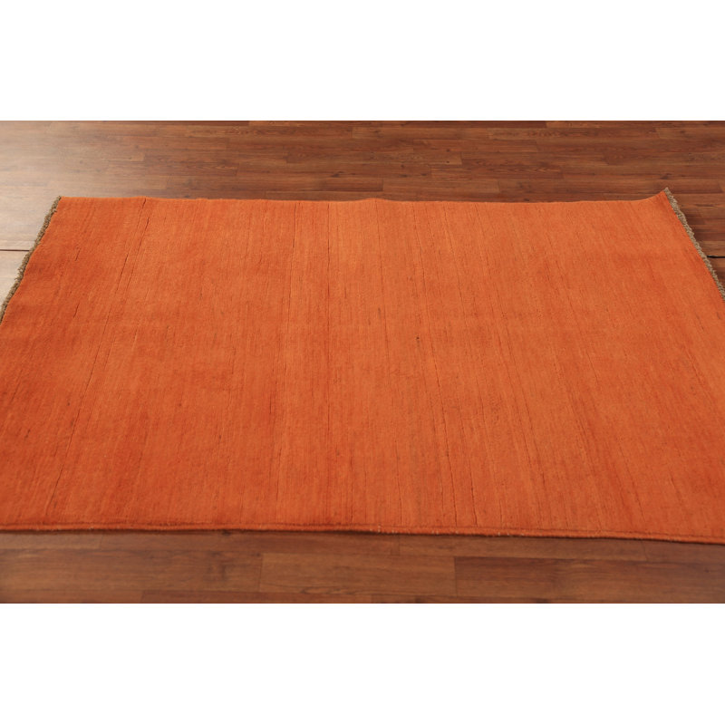 Tapis décoratif orange en laine Gabbeh 4 x 6