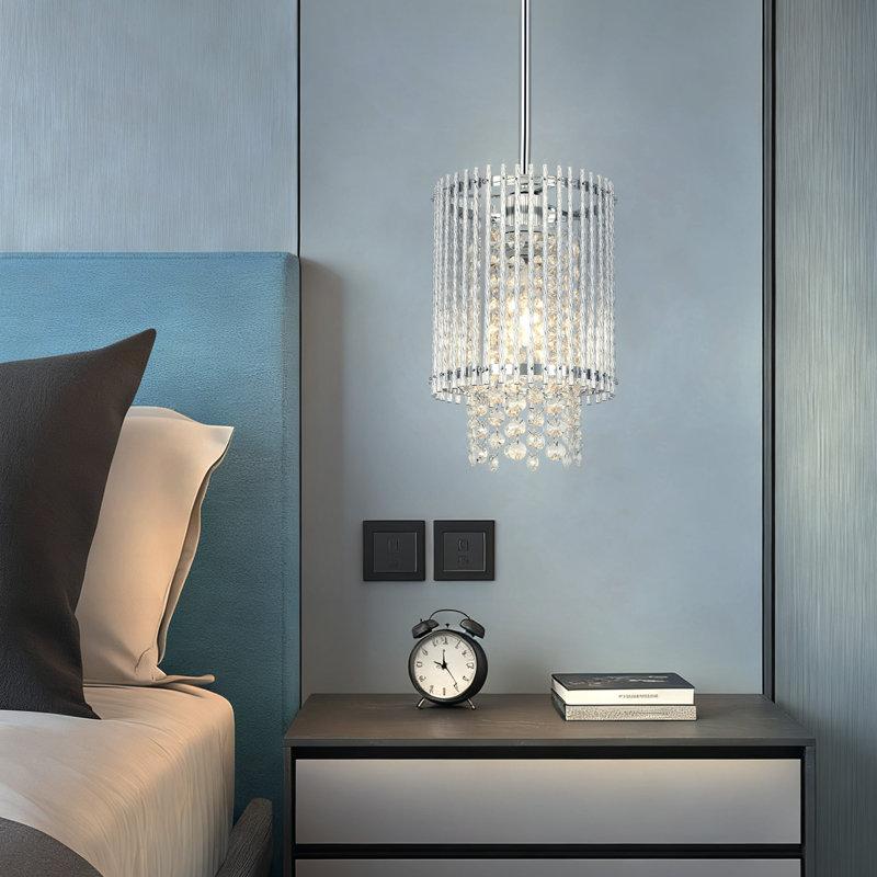 Luminaire suspendu classique en cristal à 1 lumière de 7,08 po pour îlot de cuisine