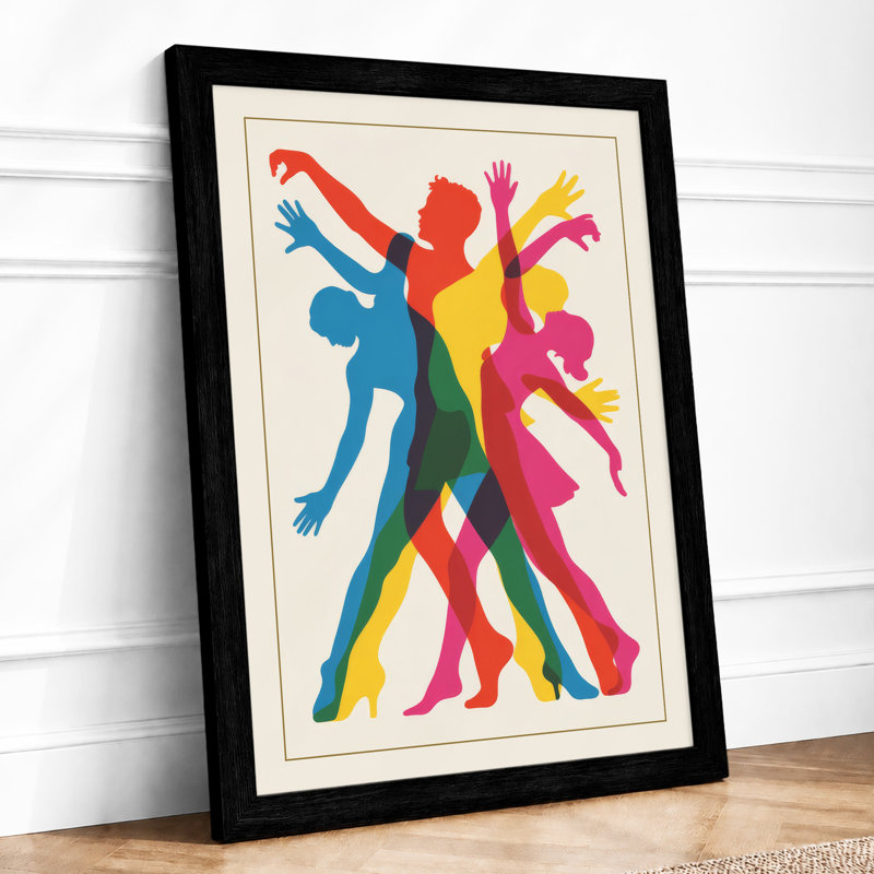 Figures in Motion Modern - Framed Print, Black, A4 - 29.7 x 21.0 cm