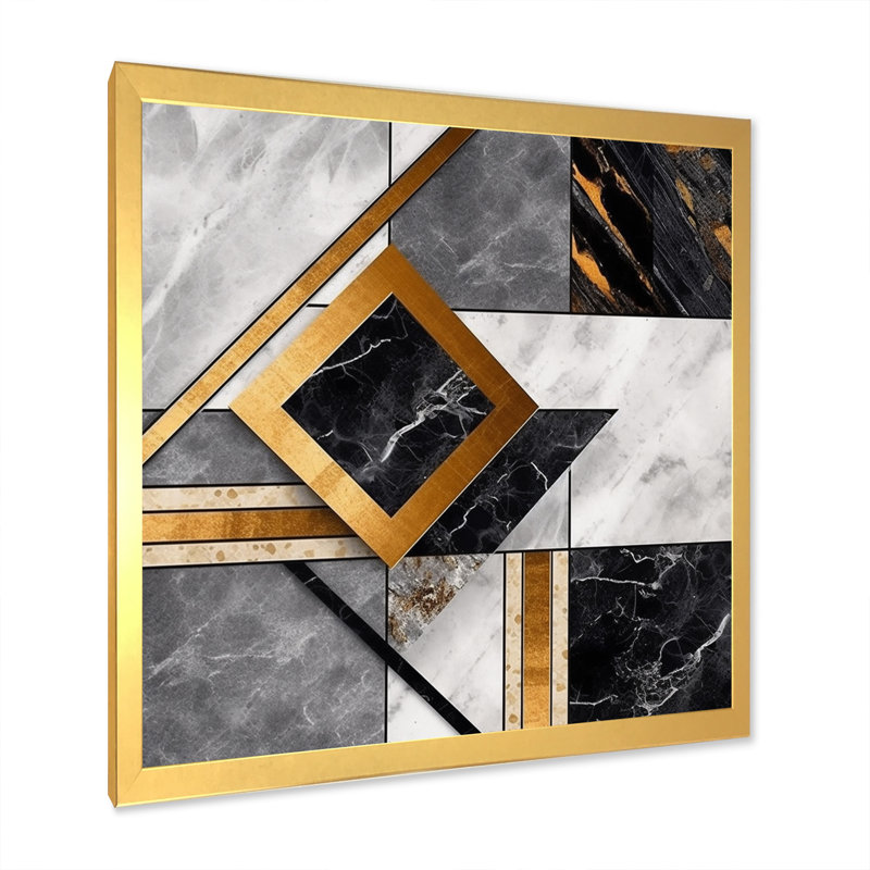 Marate granit agate avec touches dorées, reproduction d'art sur toile encadrée, H 24 po x l 24 po x P 1 po