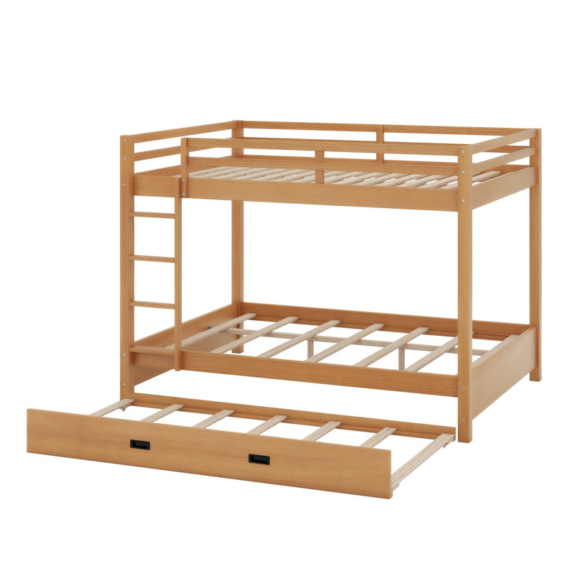 Lit superposé en bois avec échelle et lit gigogne, Bois