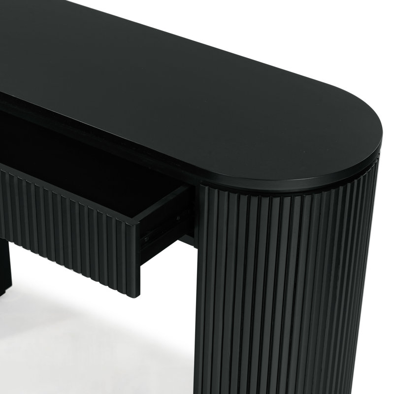 Rikki Fluted 1 Drawer Console, Black