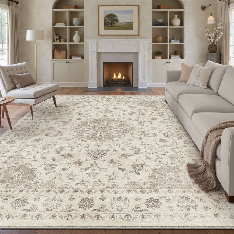 Stella Machine Washable Oriental Area Rug With Non-Slip Backing, Rectangle 9' x 12'