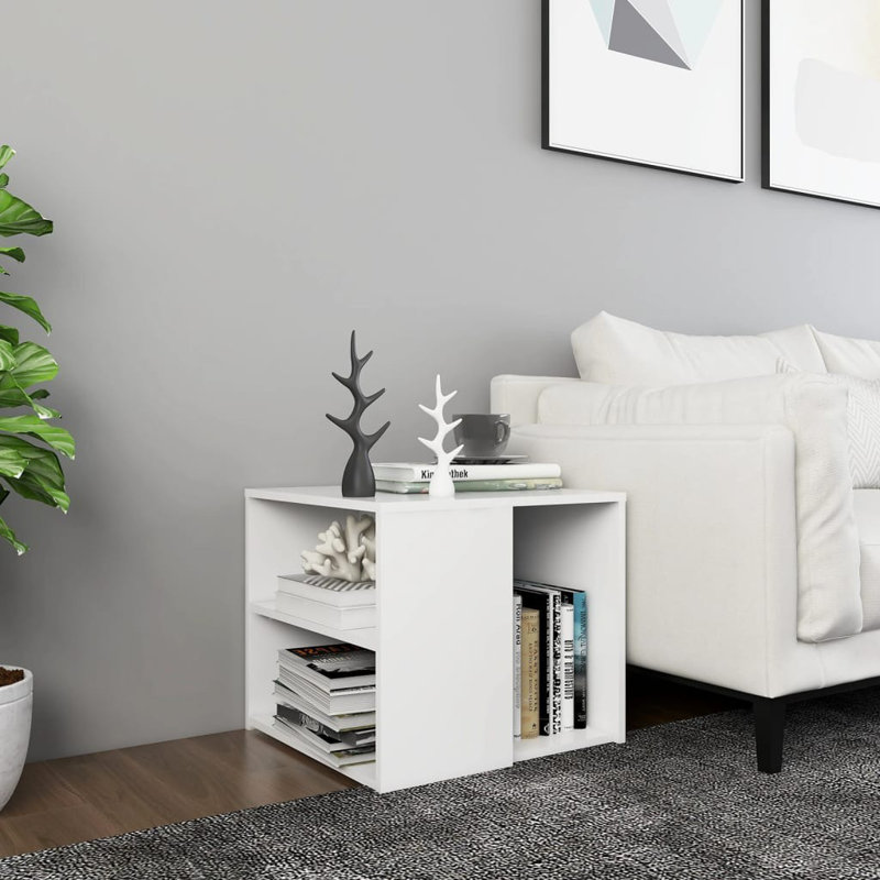 Gobnait Side Table, White, White
