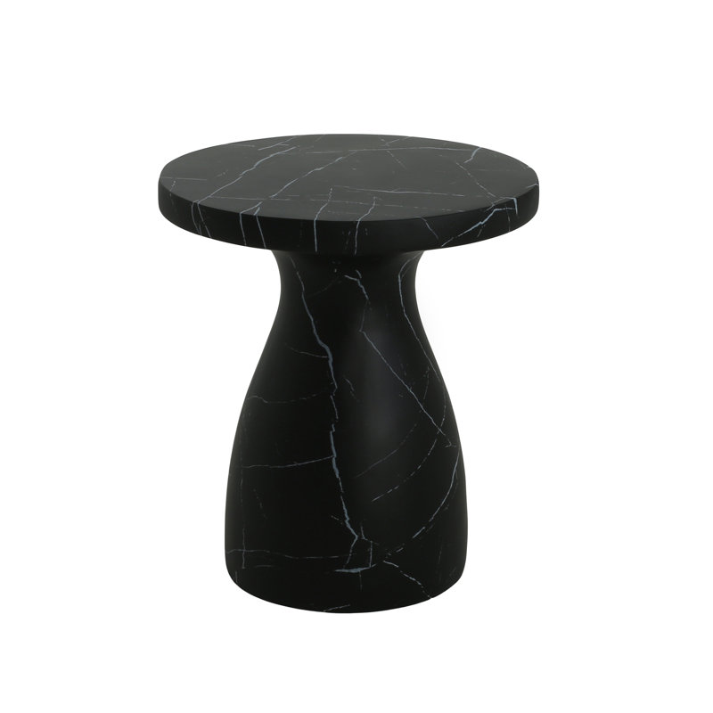 Table d'appoint d'extérieur en travertin MGO, table de bout en béton léger, effet marbre noir, Noir