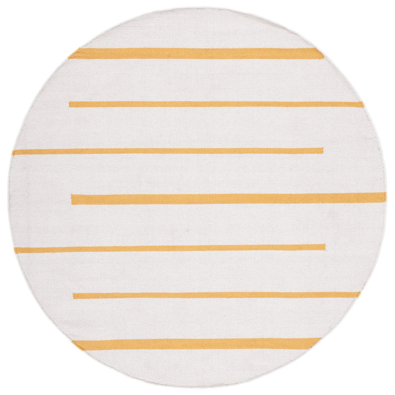 Tapis rayé en coton tissé à la main Estiven, Rond 6 pi