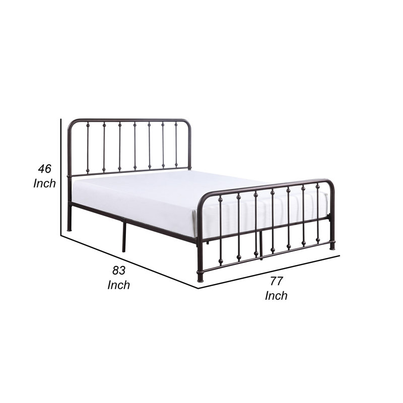 Lueras Metal Spindle Bed, Antique Bronze, King