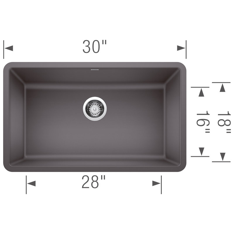 Precis SILGRANIT 30" L X 18" W Undermount Kitchen Sink, Cinder