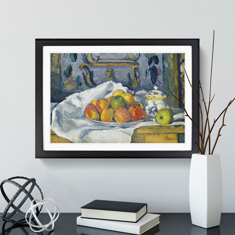Still Life with Apples Vol.4 by Paul Cezanne - Picture Frame Painting, 48cm H x 65cm W x 2cm D, Black