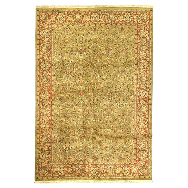 Tapis vert noué à la main de haute qualité