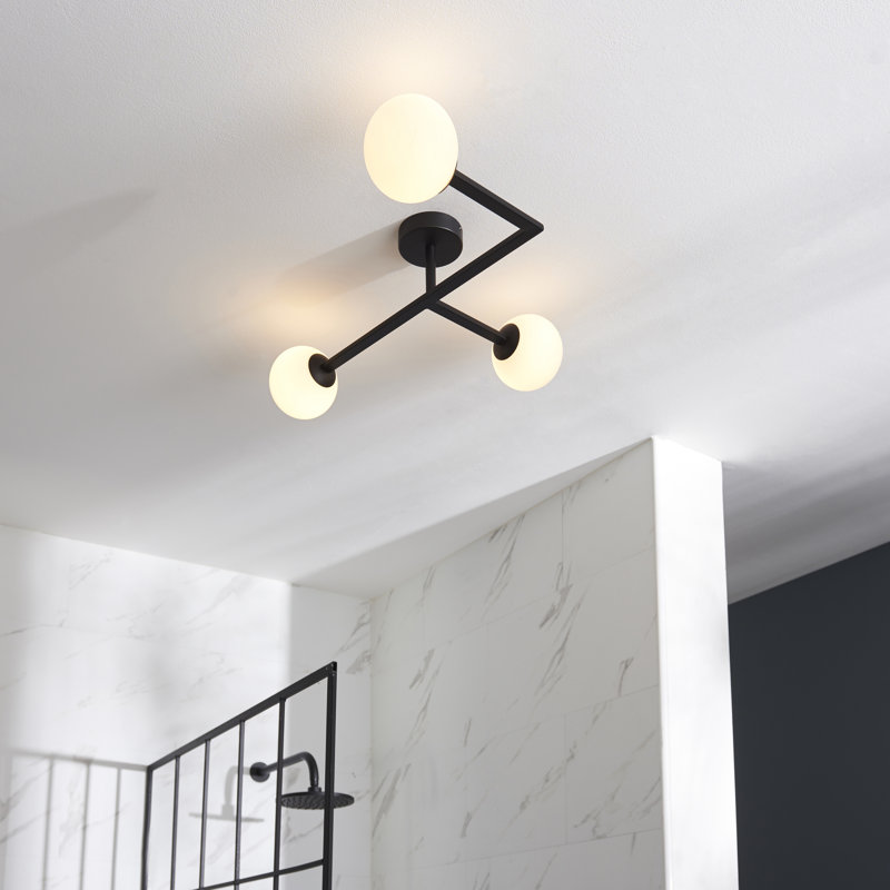 Terflinger Glass Semi Flush Mount, Black