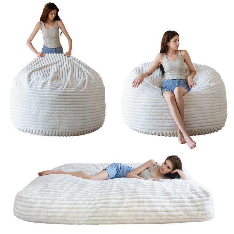 Lit à billes épais et convertible, Beige, H 43,30 po x l 43,30 po x P 27,60 po