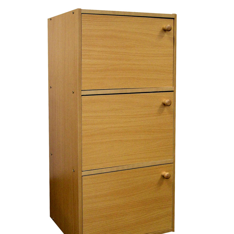3 bibliothèques avec portes, d'une hauteur de 35,5 po - La finition naturelle embellit l'apparence du bureau, du salon et de la pièce - De grandes portes en bois rehaussent le décor