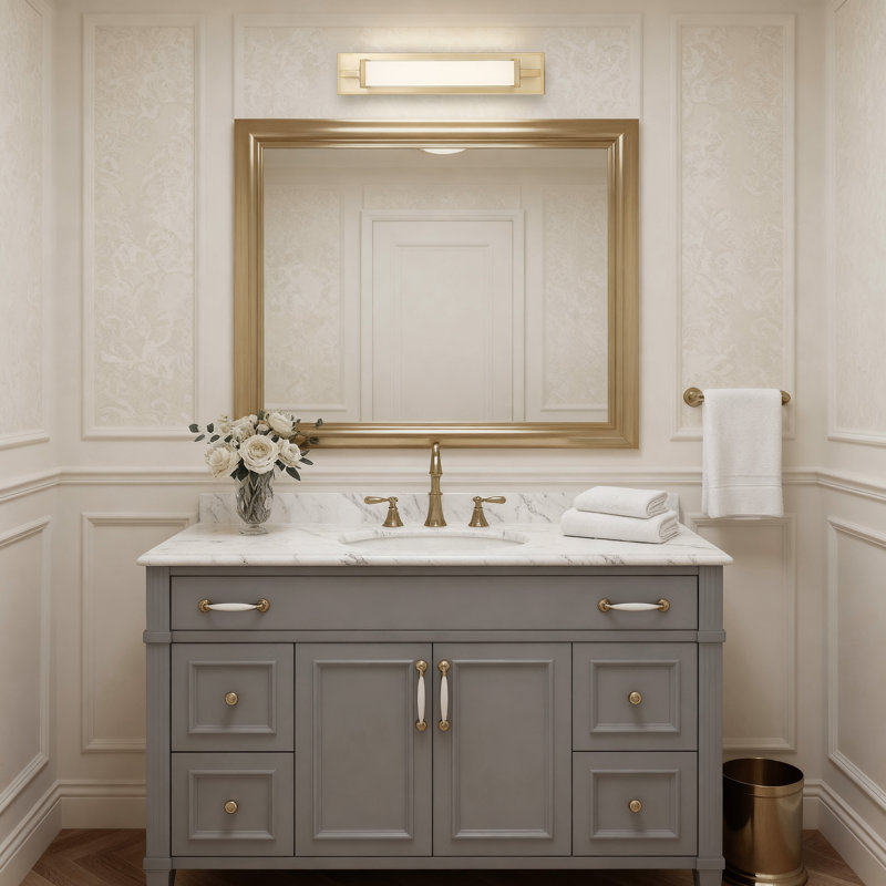 Empire 22 inch LED Bathroom Vanity Light, 4.5" H x 22" W x 4" D, Antique Brass