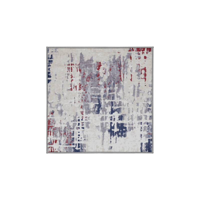 Machine Washable Gray Area Rug, Square 8'