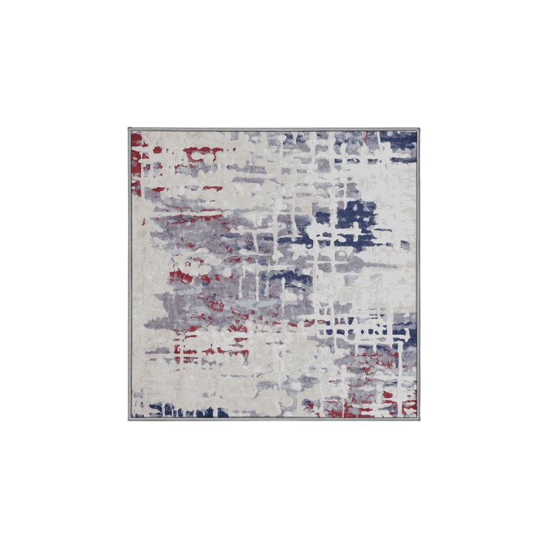 Tapis gris lavable à la machine, Carré 5 pi