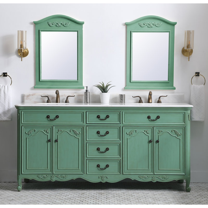 Ensemble de meuble-lavabo double 60 po Angelique, Sarcelle, Blanc