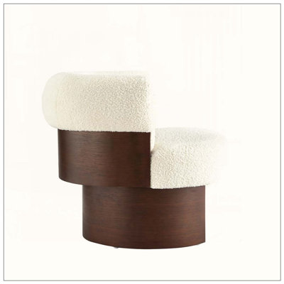 Modern Curved Sculptural Swivel Barrel Chair