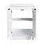 Meuble-lavabo autoportant de 72 po avec lavabo en résine et compartiment de rangement latéral simple, système de porte à fermeture en douceur, contreplaqué blanc pour une utilisation pratique et élégante, glissières de tiroir, conception fonctionnelle