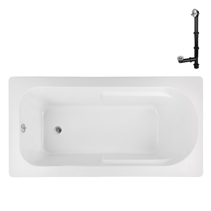 Baignoire de trempage en acrylique 72 po x 36 po, drain inclus, Chrome poli