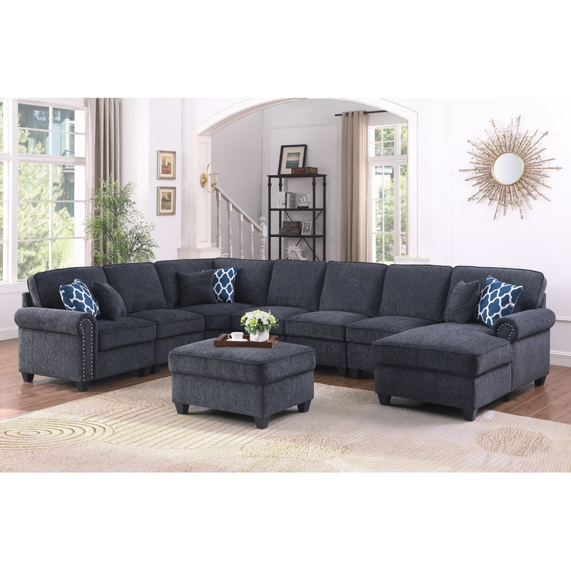 Cailyn Piece Upholstered Sectional, Gray Chenille