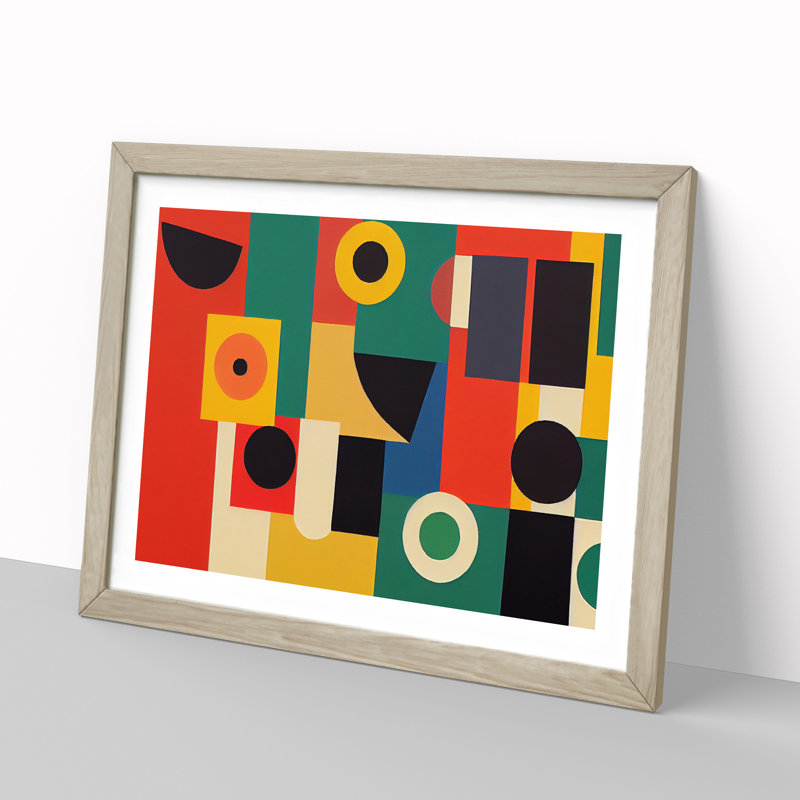 XH1022-6060X Modern Bauhaus Vol.6 Abstract - Single Picture Frame Print, 25cm H x 34cm W x 2cm D, Oak