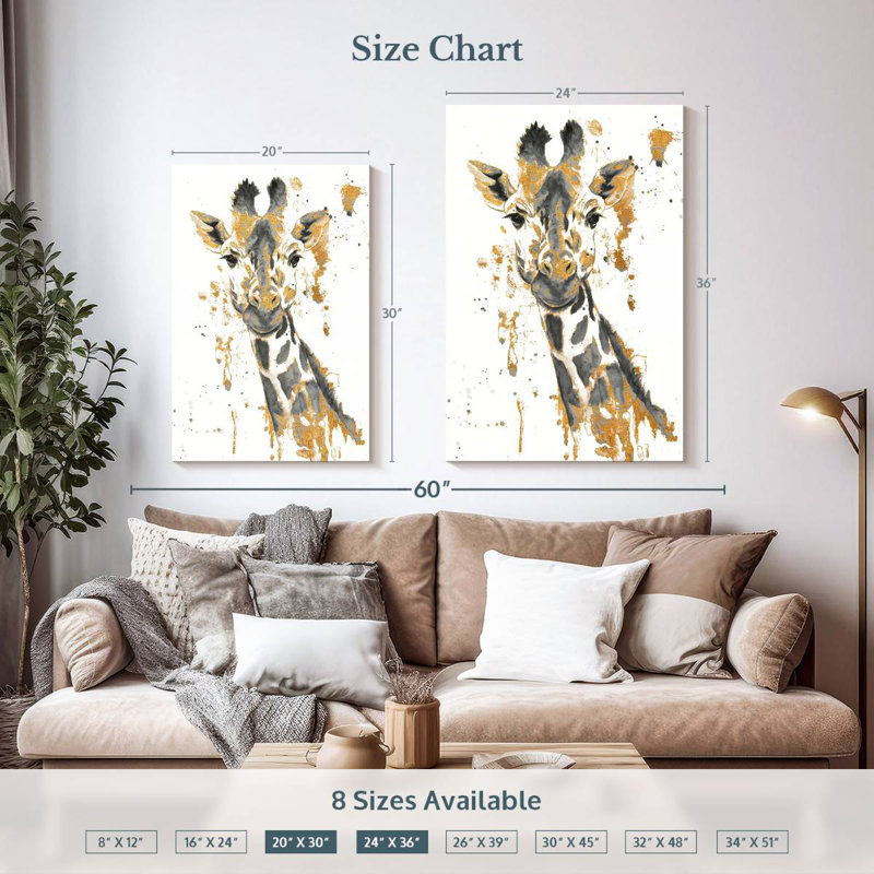Girafe dorée Brampt, H 36 po x l 24 po