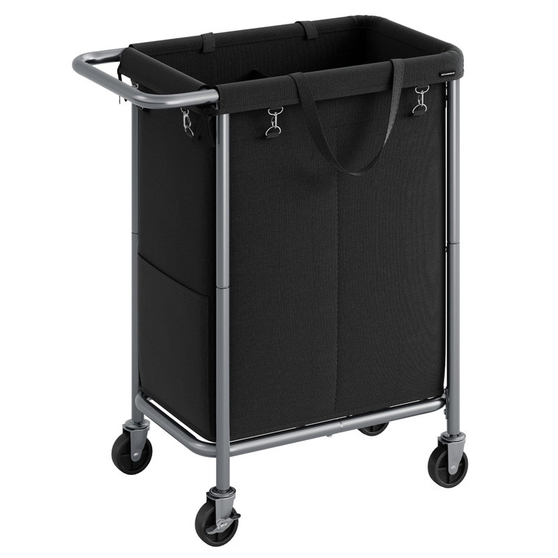 Panier à linge roulant avec poignées, Noir, H 31,89 po x l 24,02 po x P 11,42 po