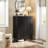 24 Pair Walnut Shoe Storage Cabinet with Louvred Doors-1909263850