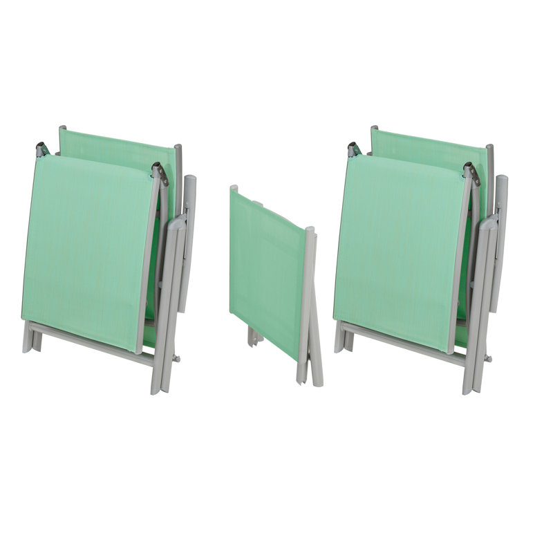 Ensemble de chaises longues inclinables 45 po avec table Cllgone, Gris, Gris
