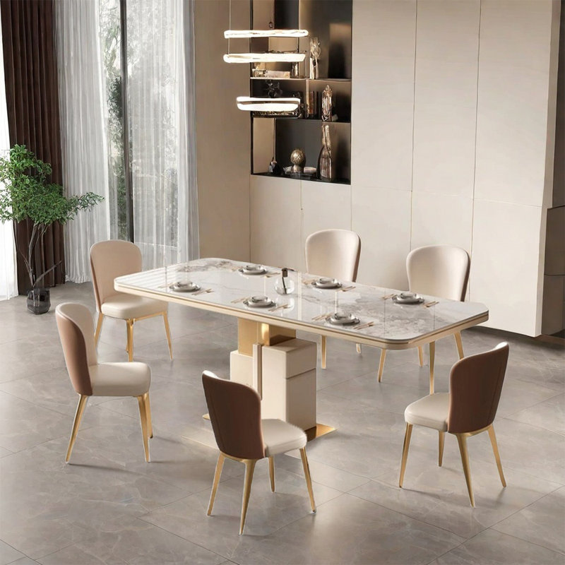 Modern light luxury family dining table sets, 29.5"H x 55.1"L x 31.5"W