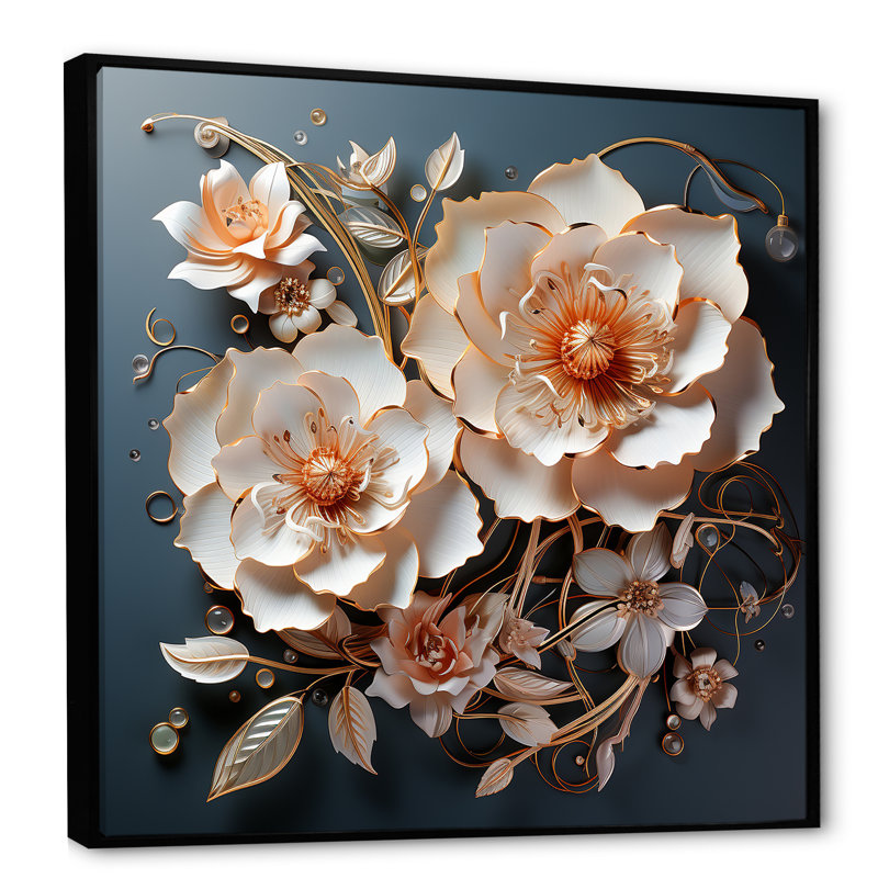 Modern Modern Roses Transparent Romance sur toile, H 16 po x l 16 po x P 1 po, Cadre flottant noir