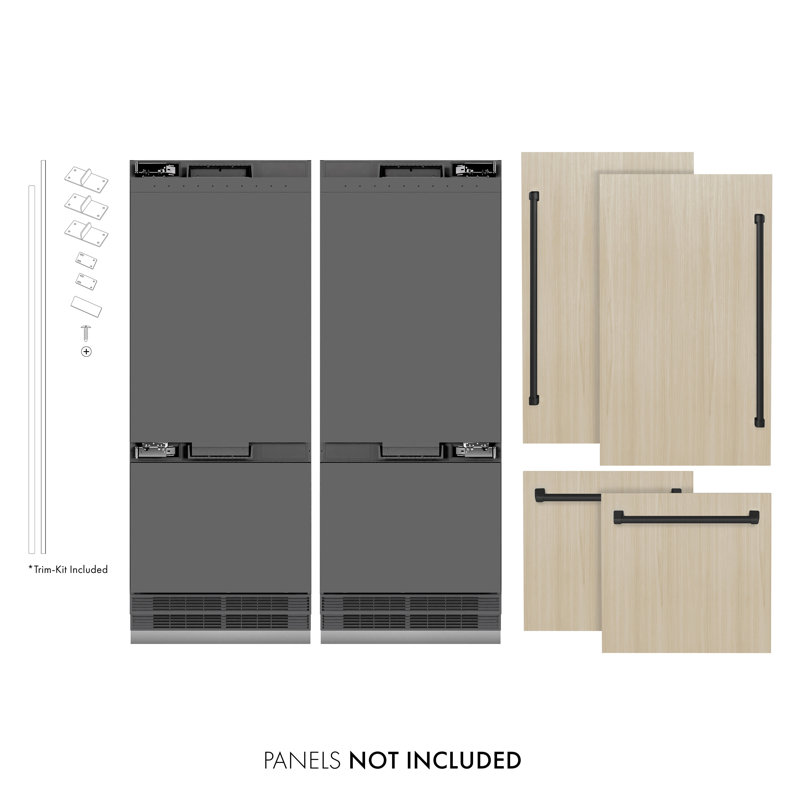 ZLINE Autograph 60 in. Panel Ready Refrigerator w/ Gray Interior & Gold Accents, Panel Ready/Graphite Gray/Matte Black