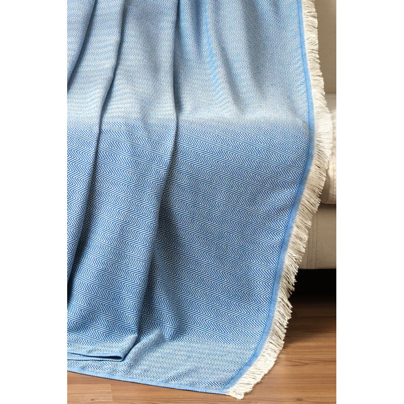 Jeté en coton Haika, Bleu
