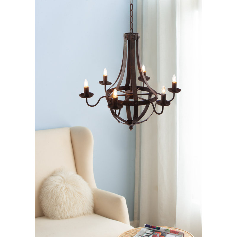 Lustre 6 lumières de style classique Zeydris avec finition noire antique et fabrication en fer durable
