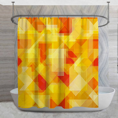 Rideau de douche à motif géométrique jaune