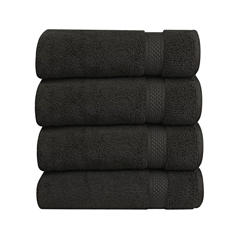 Bywood - A1HC Premium Wash Cloth Set Ultra Soft Quick Dry Washcloth Set, Black Onyx, 4 Piece Set