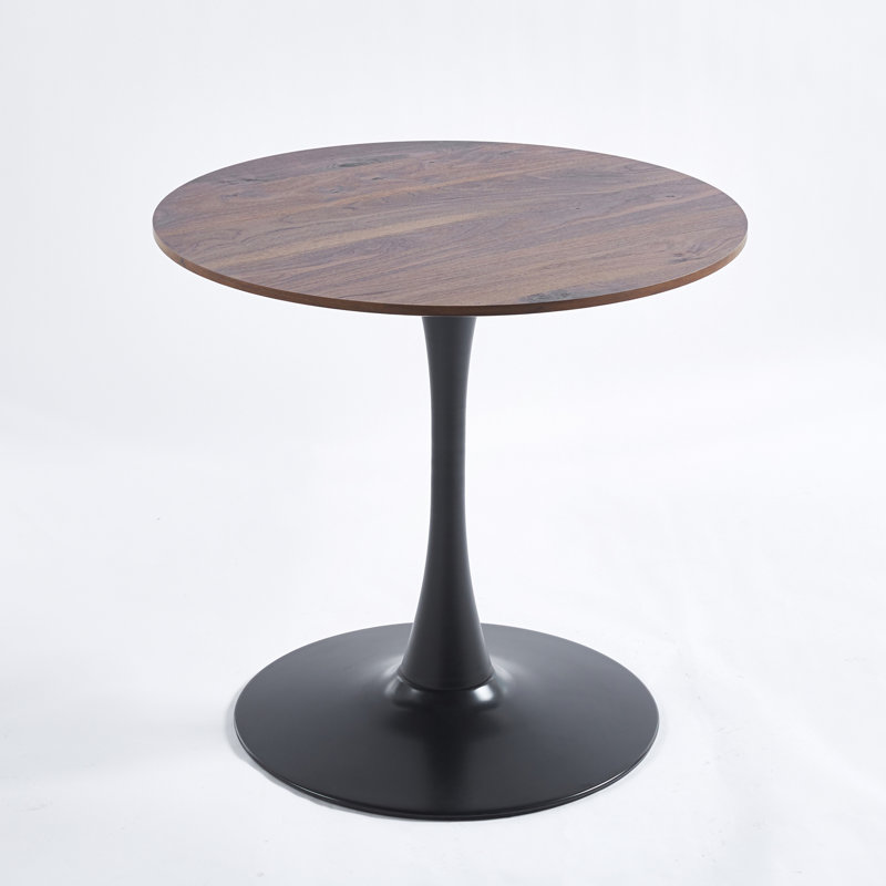 Table de salle à manger ronde, Plateau en noyer foncé, base noire